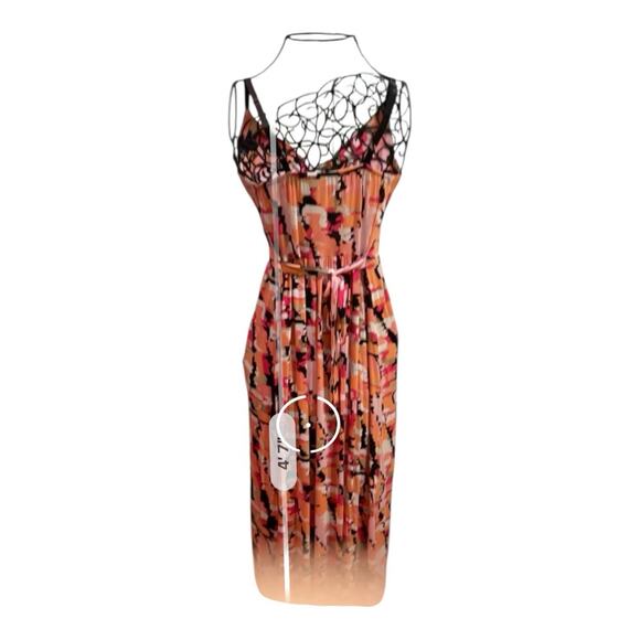 New Directions Maxi Dress Women's Petite Small Multicolor Rayon BuiltnBra V Neck - Picture 7 of 8